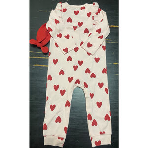 NWT Cat & Jack Heart valentines Long Sleeve Romper & Headband 18m Girls